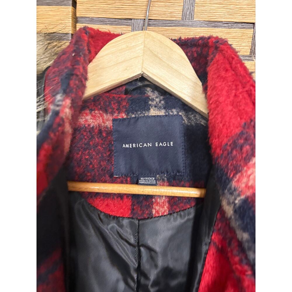 American Eagle Red And Blue Plaid Coat Size XS - Picture 4 of 6